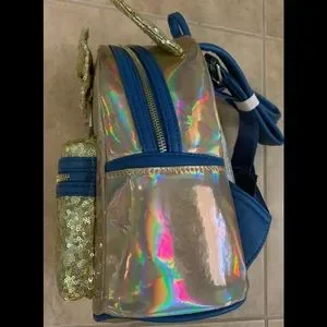 Disney Parks Excl. Loungefly Earidescent Gold & Blue Sequin Backpack NEW w/ Tag Loungefly | Bags | Disney Parks Excl Loungefly Earidescent  main image 4